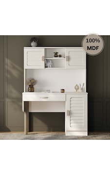 Lavanta Mdf Kitaplıklı Dolaplı Çalışma Masası Krem Lavanta Mdf Kitaplıklı Dolaplı Çalışma Masası Krem