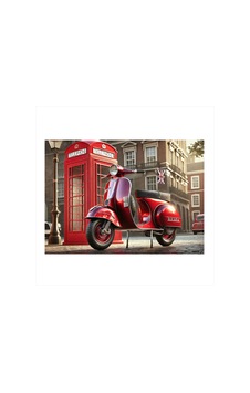 Kırmızı Vespa Sokakta Art Mdf Poster Kırmızı Vespa Sokakta Art Mdf Poster