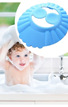 Bebek Banyo Şapkası Düğmeli Kulaklıklı Bebek Yıkama Şapkası Bebek Duş Şapkası Şampuan Siperi Mavi