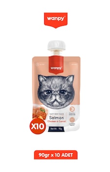 10lu Taze Somonlu & Tavuklu Kedi Et Ezmesi 10 X 90 Gr