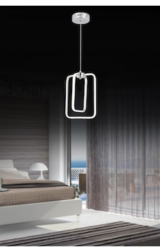 Led Avize Kare 2li 3renk Işıklı Krom Renk Krom