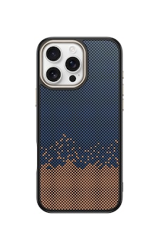 Noktaks - İphone 16 Pro Uyumlu Kılıf Magsafe Özellikli Karbon Fiber Görünümlü Antina Kapak - Mavi - T36987