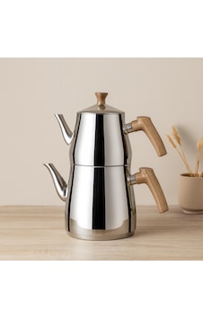 Aile Boy Çelik Çaydanlık Seti 1.5l + 2.75l - Kendinden Süzgeçli