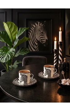 2 Kişilik Porselen Zebra Kahve Fincanı Takımı-8067 Turuncu 2 Kişilik Porselen Zebra Kahve Fincanı Takımı-8067 Turuncu