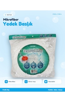 Motek Pratik Mop Mikrofiber Yedek Başlık Döner Mop Uyumlu Motek Pratik Mop Mikrofiber Yedek Başlık Döner Mop Uyumlu