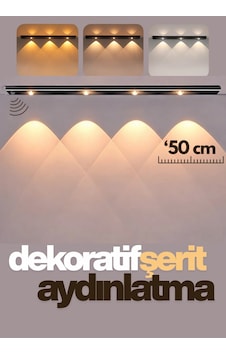 50cm Sensörlü Şarjlı Led Dekoratif Lamba Geçmeli 3 Farklı Renk Şerit Led Çok Renkli 50cm Sensörlü Şarjlı Led Dekoratif Lamba Geçmeli 3 Farklı Renk Şerit Led Çok Renkli