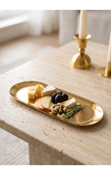 The Mia Linea Oval Çelik Servis Tabağı Gold 30 X 12 Cm The Mia Linea Oval Çelik Servis Tabağı Gold 30 X 12 Cm