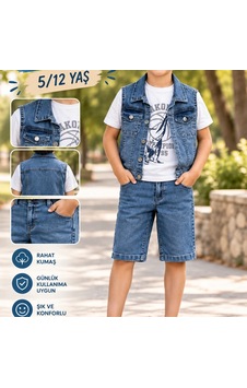 Candar Denim Kumaş Ve Tişörtlü Çocuk Takımı 5/12 Yaş Lacivert Candar Denim Kumaş Ve Tişörtlü Çocuk Takımı 5/12 Yaş Lacivert