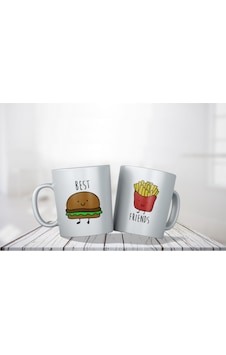 Ikra Medya - Cips Hamburger - Best Friends Ikili Kupa Takımı- Makinede Yıkanabilir Beyaz Ikra Medya - Cips Hamburger - Best Friends Ikili Kupa Takımı- Makinede Yıkanabilir Beyaz