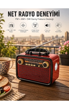 Müzik Kutusu Bluetooth Bağlantılı El Fenerli Nostaljik Tasarım Radyo 48183750