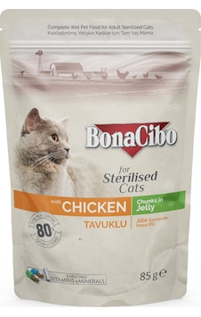 Bonacibo Tavuklu Jelly Pouch Kısırlaştırılmış Yetişkin Kedi Yaş Maması 85 G Bonacibo Tavuklu Jelly Pouch Kısırlaştırılmış Yetişkin Kedi Yaş Maması 85 G
