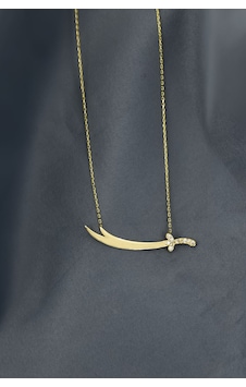 Papatya Silver 925 Ayar Gümüş Gold Kaplama Taşlı Zülfikar Kılıç Kolye Papatya Silver 925 Ayar Gümüş Gold Kaplama Taşlı Zülfikar Kılıç Kolye