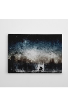 Şehir Adam Ve Yıldızlar Dekoratif Dev Boyut Kanvas Tablo 100 X 140 Cm