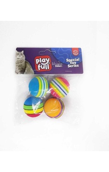 Playfull Renkli Sünger Top Kedi Oyuncağı 3,5 Cm 4'Lü