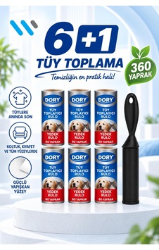 Dory Tüy Toplama Rulosu 6 Lı Set + Sap Evcil Hayvan Tüyü, Koltuk Ve Kıyafet İçin Dory Tüy Toplama Rulosu 6 Lı Set + Sap Evcil Hayvan Tüyü, Koltuk Ve Kıyafet İçin