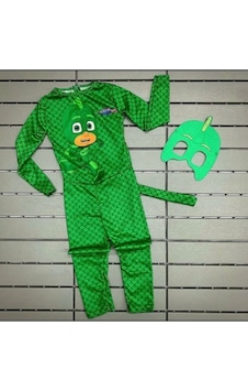 İstefani Kids Pijamaske Kertenkele Cocuk Kahraman Kostumü Yesıl