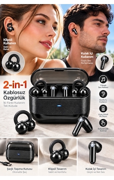 4 Kulaklıklı 2 Si 1 Arada Kablosuz Bluetooth Kulaklık Klipsli Kulak İçi Siyah 4 Kulaklıklı 2 Si 1 Arada Kablosuz Bluetooth Kulaklık Klipsli Kulak İçi Siyah