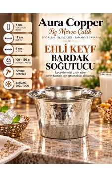 Aura Copper Bakır Ehli Keyf Bardak Soğutucu El İşçiliği Ec-00007 Dövme - Gümüş