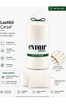 Evnur Home Çizgili Lastikli Çarşaf Seti Battal Boy Krem Evnur Home Çizgili Lastikli Çarşaf Seti Battal Boy Krem