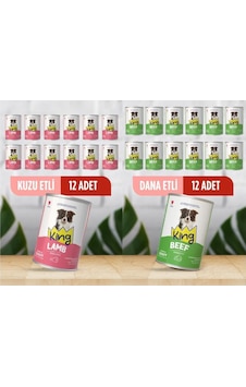King Sos İçerisinde Et Parçacıklı Kuzu Etli Ve Dana Etli Köpek Konservesi 400 Gr 24 Adet King Sos İçerisinde Et Parçacıklı Kuzu Etli Ve Dana Etli Köpek Konservesi 400 Gr 24 Adet