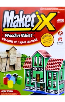 Vıp Maket Boyanabilir Ahşap Karadeniz Evi 6 Renk Akrilik Boya Eğitici Oyuncak Ahşap Boyama Ahşap Ev