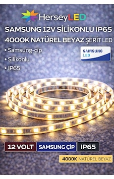 Samsung 12v Silikonlu Ip65 4000k Şerit Led 5 Metre/ Paket Samsung 12v Silikonlu Ip65 4000k Şerit Led 5 Metre/ Paket