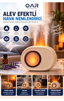 Ateş Efektli Buharlı Hava Nemlendirici Aroma Difüzörü Dekoratif Alev Görünümlü Ortam Nemlendirici