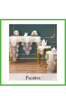 Vaveni Krem-krem Çeyizlik Palmiye Model 7 Parça Keten Runner Seti Masa Örtüsü Salon Takımı Arz Vaveni Krem-krem Çeyizlik Palmiye Model 7 Parça Keten Runner Seti Masa Örtüsü Salon Takımı Arz
