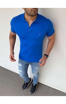 Modefendi Slim Fit Polo Yaka Pamuklu Tshırt Mavi