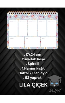 17x24 Cm Spiralli Planlayıcı 52 Hafta Yuvarlak Köşeli 1. Hamur Kağıt Telli Planlayıcı Planner