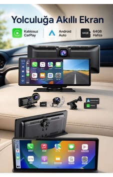 Kablosuz Carplay Ve Android Auto Uyumlu 10.2 İnç Çift Kameralı Araç Ekranı Kablosuz Carplay Ve Android Auto Uyumlu 10.2 İnç Çift Kameralı Araç Ekranı
