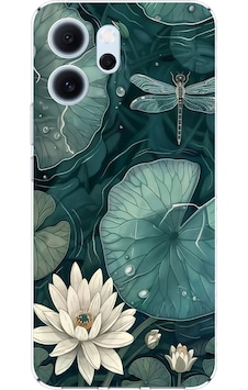 Oppo Reno 14f Uyumlu Yeşil Yapraklı Nilüfer Ve Yusufçuk Baskılı Silikon Kılıf Renkli Oppo Reno 14f Uyumlu Yeşil Yapraklı Nilüfer Ve Yusufçuk Baskılı Silikon Kılıf Renkli