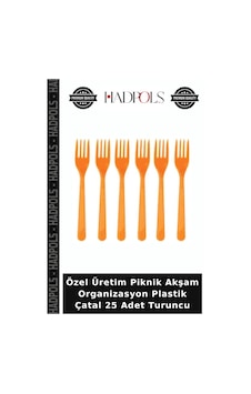 Özel Üretim Piknik Akşam Organizasyon Plastik Çatal 25 Adet Turuncu
