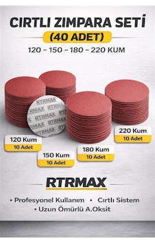 Cırtlı Zımpara Kağıdı Seti 115 Mm Alüminyum Oksit 120-150-180-220 Kum 40 Parça Cırtlı Zımpara Kağıdı Seti 115 Mm Alüminyum Oksit 120-150-180-220 Kum 40 Parça