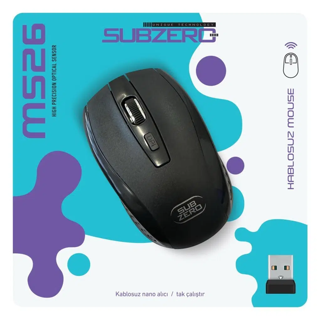 Subzero Ms26 Kablosuz Optik Mouse 166dpı Nano Alıcılı Wireless Fare Siyah Veya Gri Subzero Ms26 Kablosuz Optik Mouse 166dpı Nano Alıcılı Wireless Fare Siyah Veya Gri
