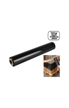 6 Adet Brüt:1100gr Net Streç :600gr Siyah Koli - Palet Streç Film 17 Mikron 50cm