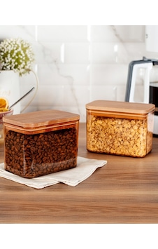 Madame Coco Diviera 1000ml Ahşap Kapaklı Saklama Kabı 2'li 1ksakl04291000ml-amber Madame Coco Diviera 1000ml Ahşap Kapaklı Saklama Kabı 2'li 1ksakl04291000ml-amber