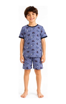 Tenra Erkek Çocuk Pamuklu Şortlu Pijama Takımı 3-12 Yaş Mavi