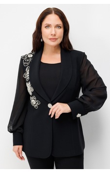 Moda İlgi Kadın Çiçek Taş Aksesuarlı Tek Düğme Ceket Siyah Moda İlgi Kadın Çiçek Taş Aksesuarlı Tek Düğme Ceket Siyah
