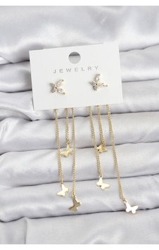 Kelebek Model Gold Renk Pirinç Sallantılı Kadın Küpe Altın Kelebek Model Gold Renk Pirinç Sallantılı Kadın Küpe Altın