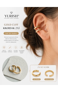 Kadın Gold Cuff Kıkırdak 2 Li