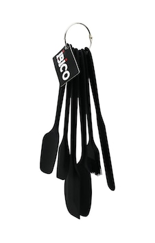 6pcs Silikon - Siyah Mutfak Seti 2 Kaşık - 3 Spatula - Yumurta Fırça Metal Asma Halkalı Bx40 Renkli 6pcs Silikon - Siyah Mutfak Seti 2 Kaşık - 3 Spatula - Yumurta Fırça Metal Asma Halkalı Bx40 Renkli