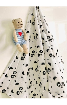 Panda 110X110 Çok Amaçlı Müslin Örtü Çok Renkli Panda 110X110 Çok Amaçlı Müslin Örtü Çok Renkli
