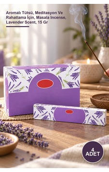 4 Adet Lavanta Masala Tütsü Aromalı Tütsü, Meditasyon Ve Rahatlama İçin, Masala Incense, Lavender Scent, 15 Gr 4 Adet Lavanta Masala Tütsü Aromalı Tütsü, Meditasyon Ve Rahatlama İçin, Masala Incense, Lavender Scent, 15 Gr