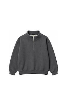 Brz Collection Unisex Oversize Yarım Fermuarlı Dik Yaka Desenli Oversize Sweatshirt Antrasit Brz Collection Unisex Oversize Yarım Fermuarlı Dik Yaka Desenli Oversize Sweatshirt Antrasit