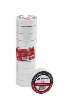 Mutlusan Pvc İzolasyon Elektrik Bantı 9.14mm 0.13x19x10yds Beyaz Bandı Lüx - 10'li Paket Mutlusan Pvc İzolasyon Elektrik Bantı 9.14mm 0.13x19x10yds Beyaz Bandı Lüx - 10'li Paket