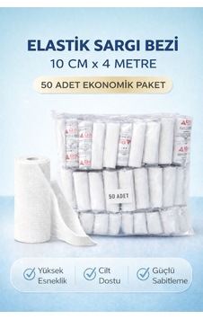Elastik Sargı Bezi 10 Cm X 4 M 50 Adet.