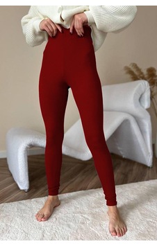 Madmext Bordo Yüksek Bel Kadın Fitilli Tayt Mg1625 Bordo