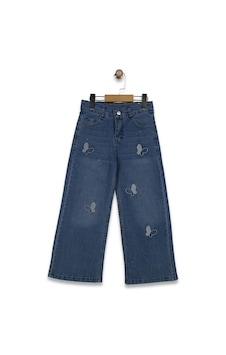 Bellamio Kids Taşlı Kelebek Nakışlı Kız Çocuk Kot Pantolon/jean Mavi