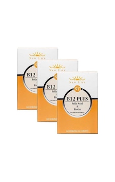 Newlife B12 Plus - 60 Dilaltı Tablet 3 Adet-B12 Vitamini. Folik